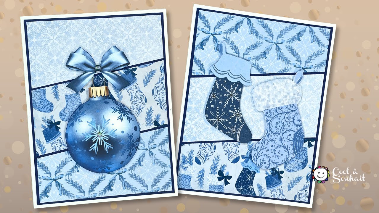 Christmas cards with patterned paper / Cartes de Noël avec papier à motifs