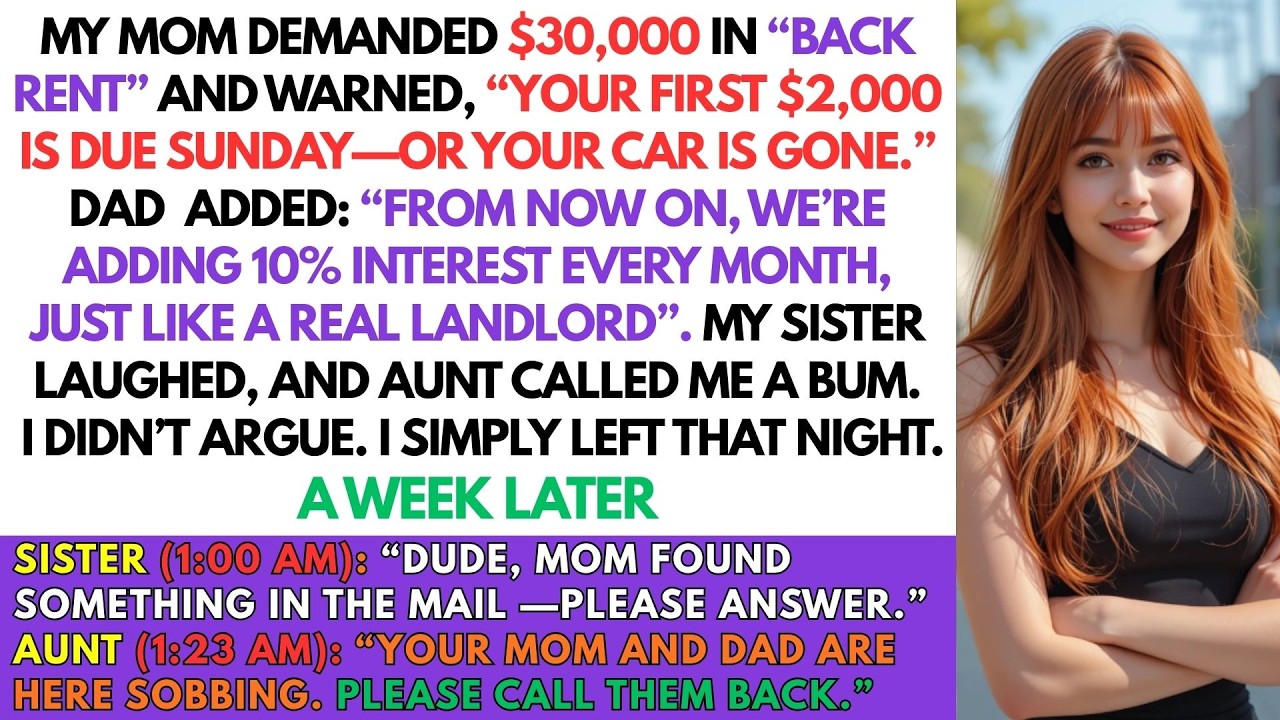 My Mom Demanded $30,000 In Back Rent Or She&rsquo;d Sell My Car&mdash;1 Week Later,They Begged Me To Return...
