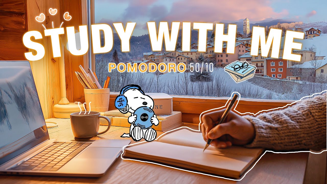 STUDY WITH ME ❄️ Snowy Edition | Cozy Relaxing Piano Music | ☃️ Pomodoro 50/10