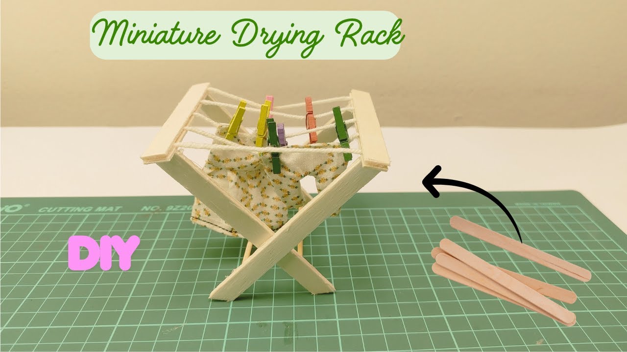 Miniature Drying Rack DIY &ndash; Dollhouse Laundry Accessory Made from Popsicle Sticks