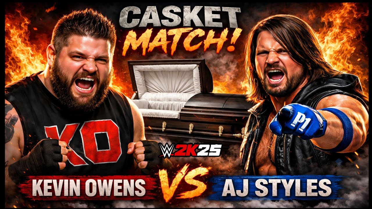 Kevin Owens Vs Aj Styles Casket Match WWE 2k25 Crazy Ending Match