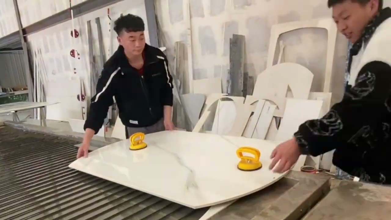 A sintered stone, the process of making a porcelain slab dining table table