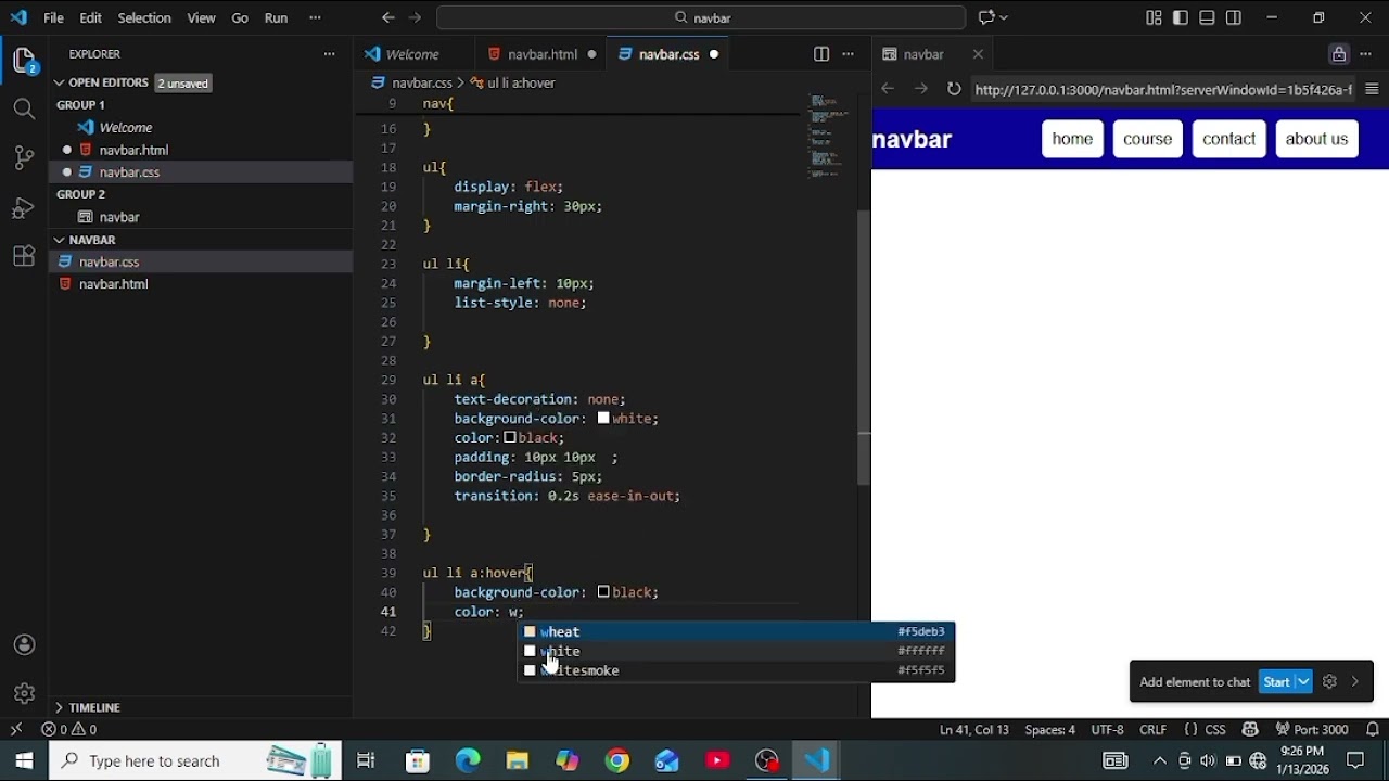 How to make navbar 