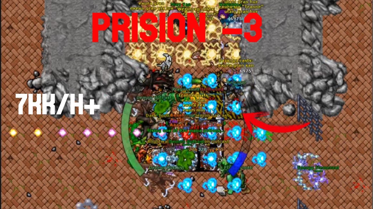 Tibia | Hunt Prision -3 | 7kk/h+ | Team lvl 300 (4 voc)