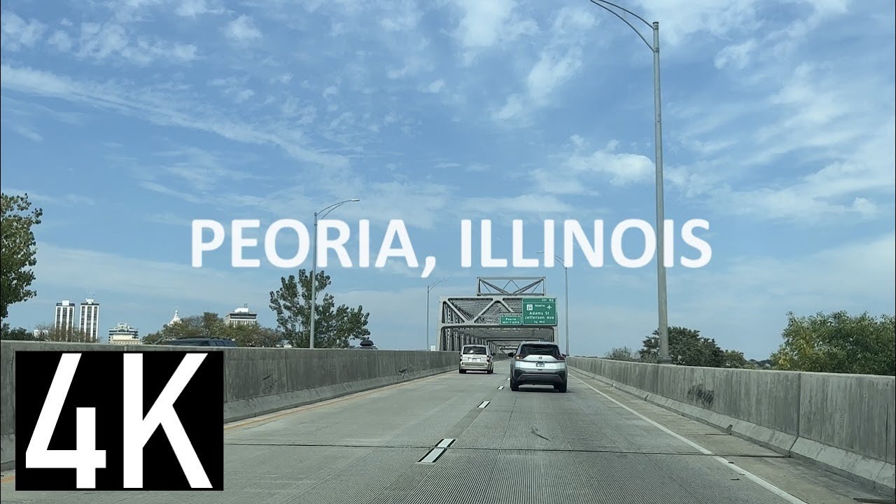 Road Tour of Peoria, Illinois 4K Street Tour - Downtown Peoria - Peoria Driving Tour - Road Trip