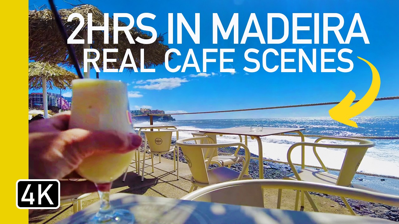 2hrs in Funchal Madeira - Cafe Ambience with Spanish Guitar Music | Virtual Cafe Scene