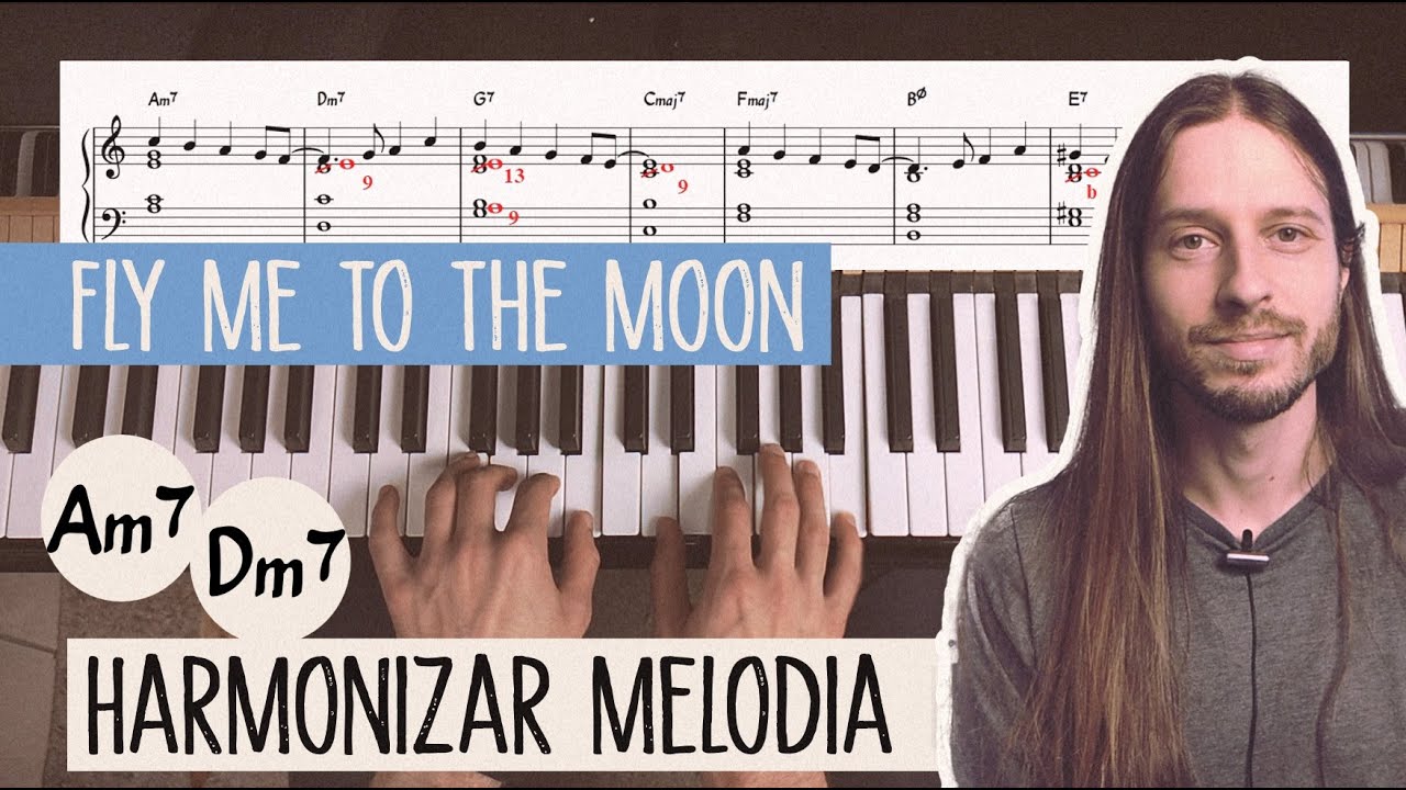 Melodia + harmonia com sétima no piano | Fly me to the Moon