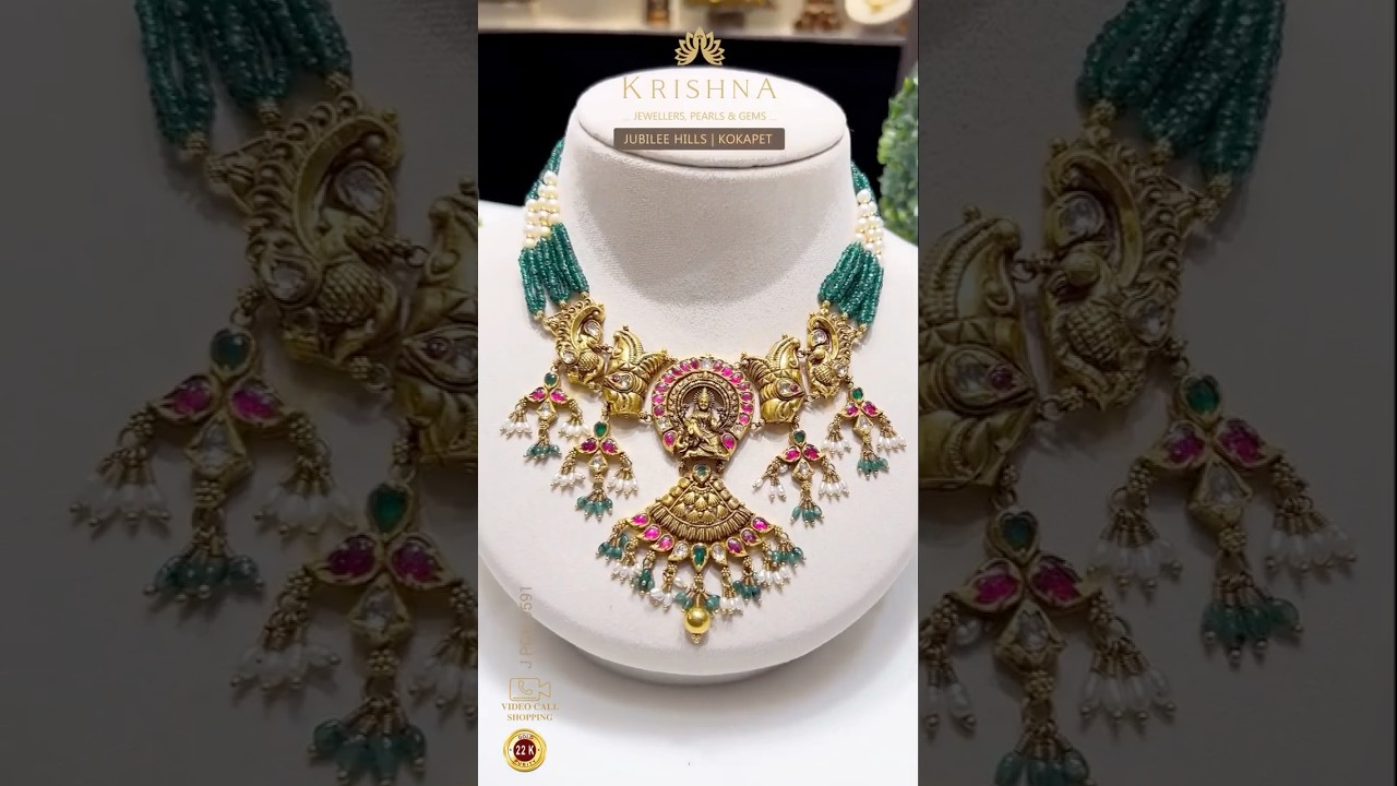 ✨ Timeless Traditions in 22K Gold! 🌷 Ruby, Emerald, Pearl & Diamond Short Necklace 🌟