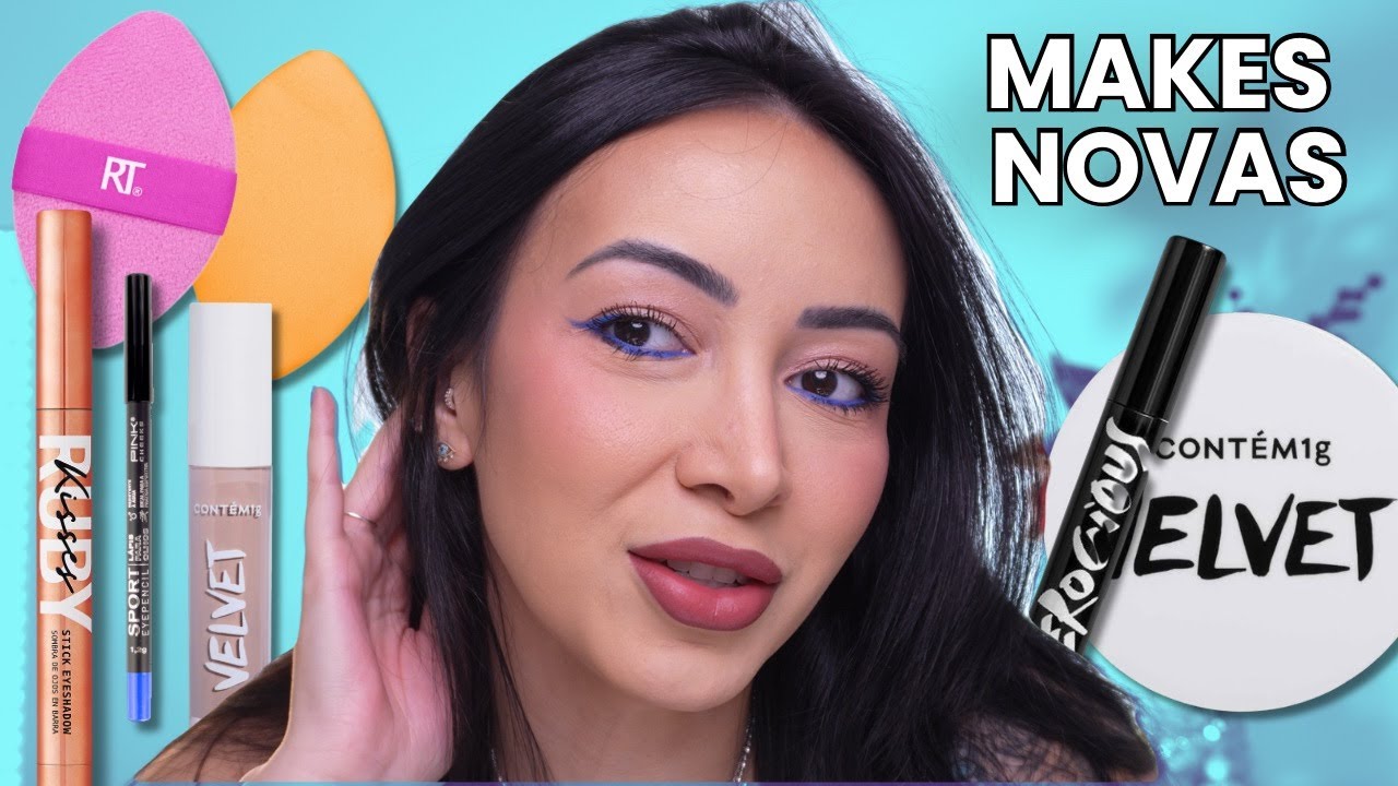 TESTANDO MAQUIAGENS NOVAS - Contém1g, QDB, Real Techniques, Ruby Kisses etc