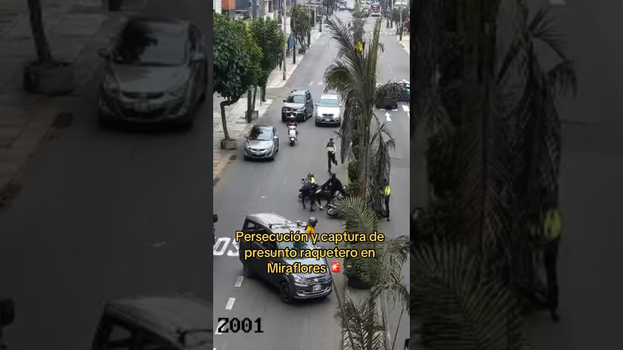¡Persecución y captura de presunto raquetero en #Miraflores! 🚨💪 #Perú #Seguridad #Robo #Serenazgo