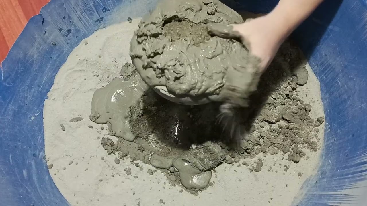 Pure cement and water Crumbling crunchy