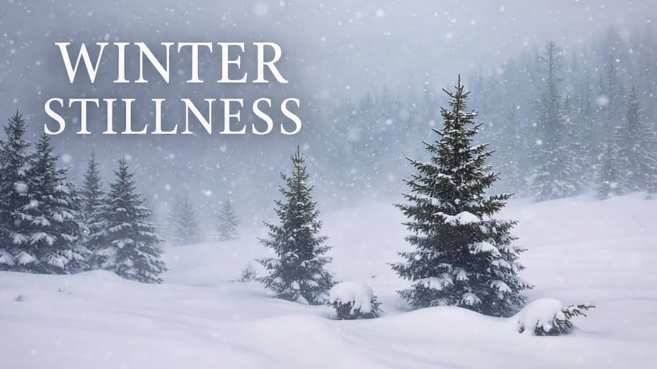 Quiet Winter Alpine Forest Snowfall | Soft Piano & Cold Wind Ambience for Deep Focus, Sleep & Calm