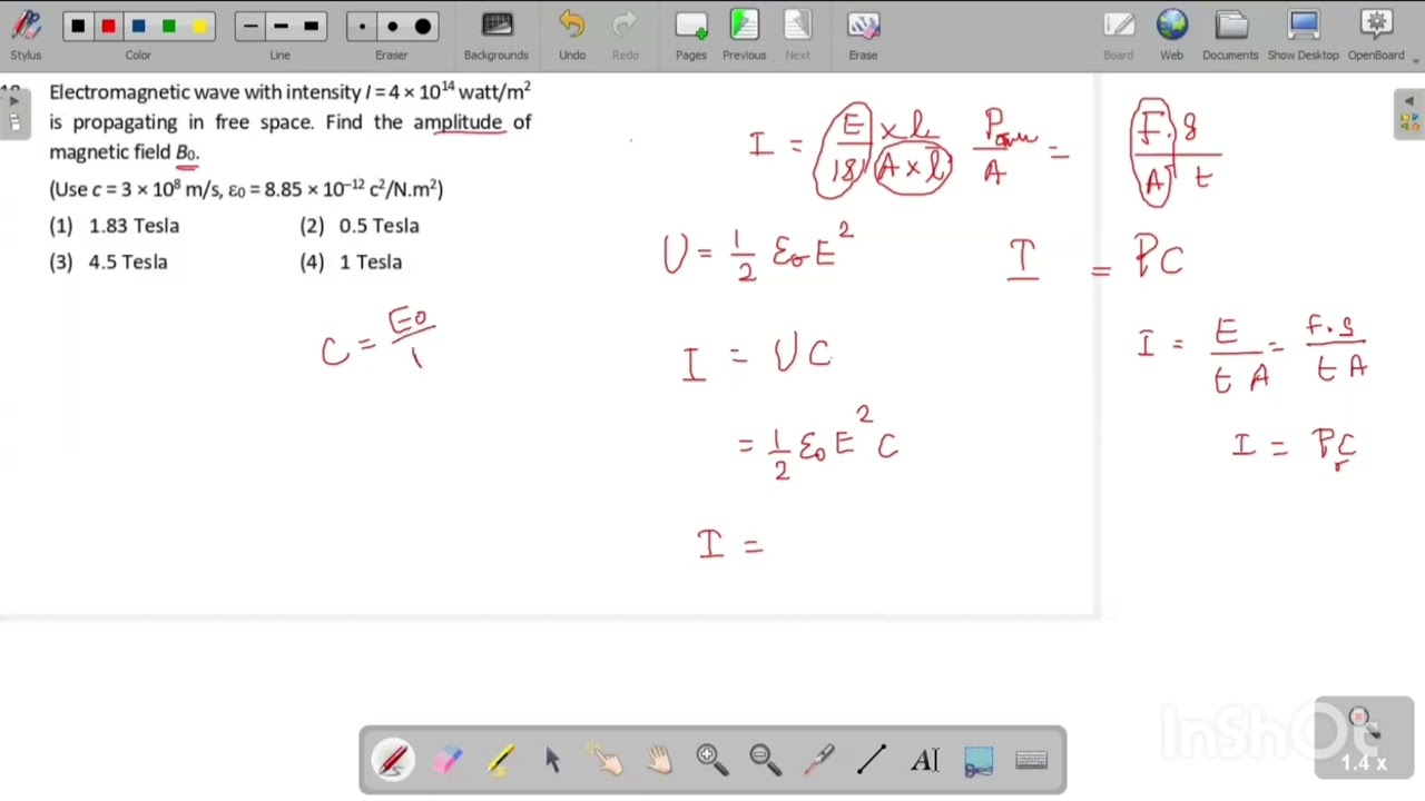 Electromagnetic wavelength intensity i=4×10 watt/m is propagating in the free space.Find the amplitu