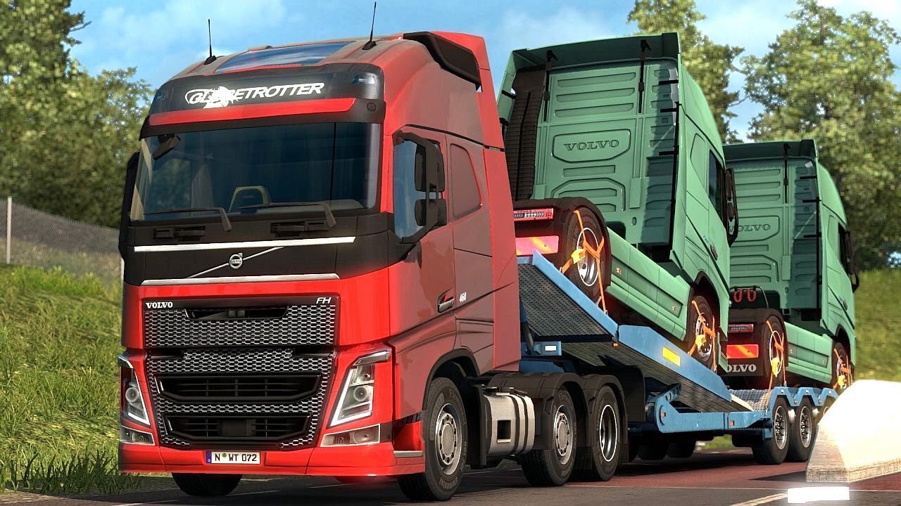 Euro Truck Simulator 2 - The New Volvo FH Picking Up a Trailer With 2 Volvo Trucks
