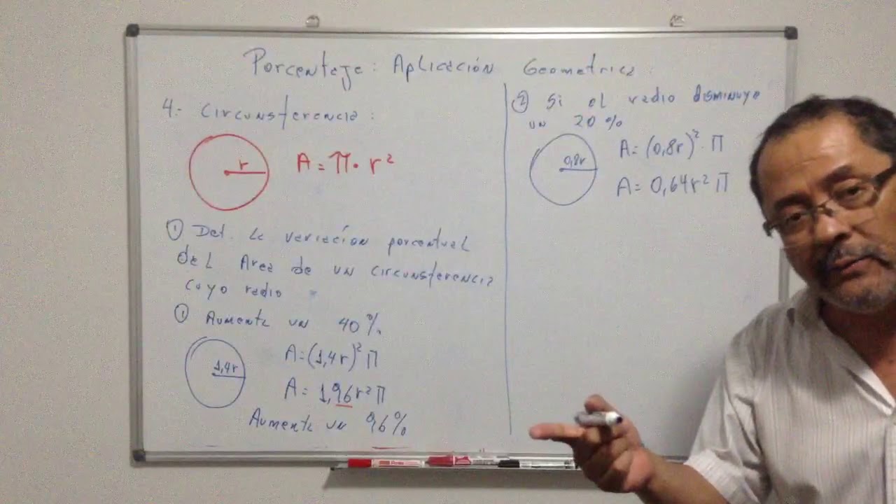Variacion porcentual del área de una circunferencia