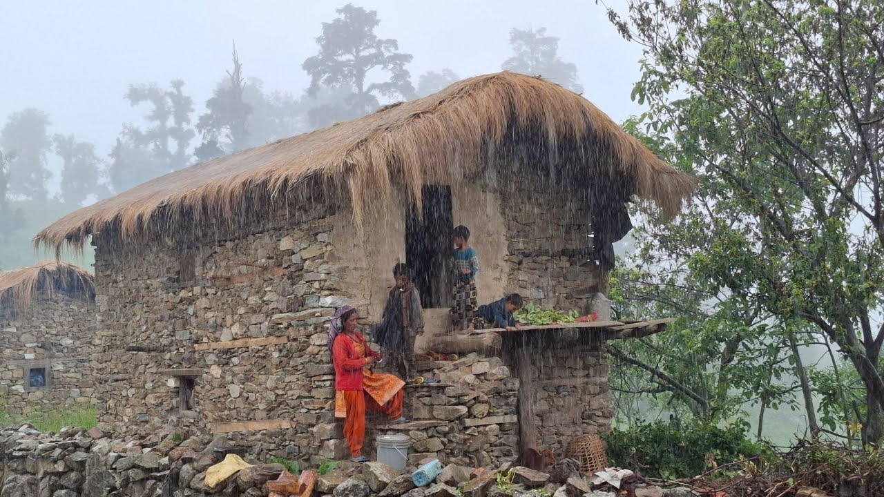 This is Mountain  Nepali Rural Village Life Heavy Rainy Day | Naturally Village Documentary Video |