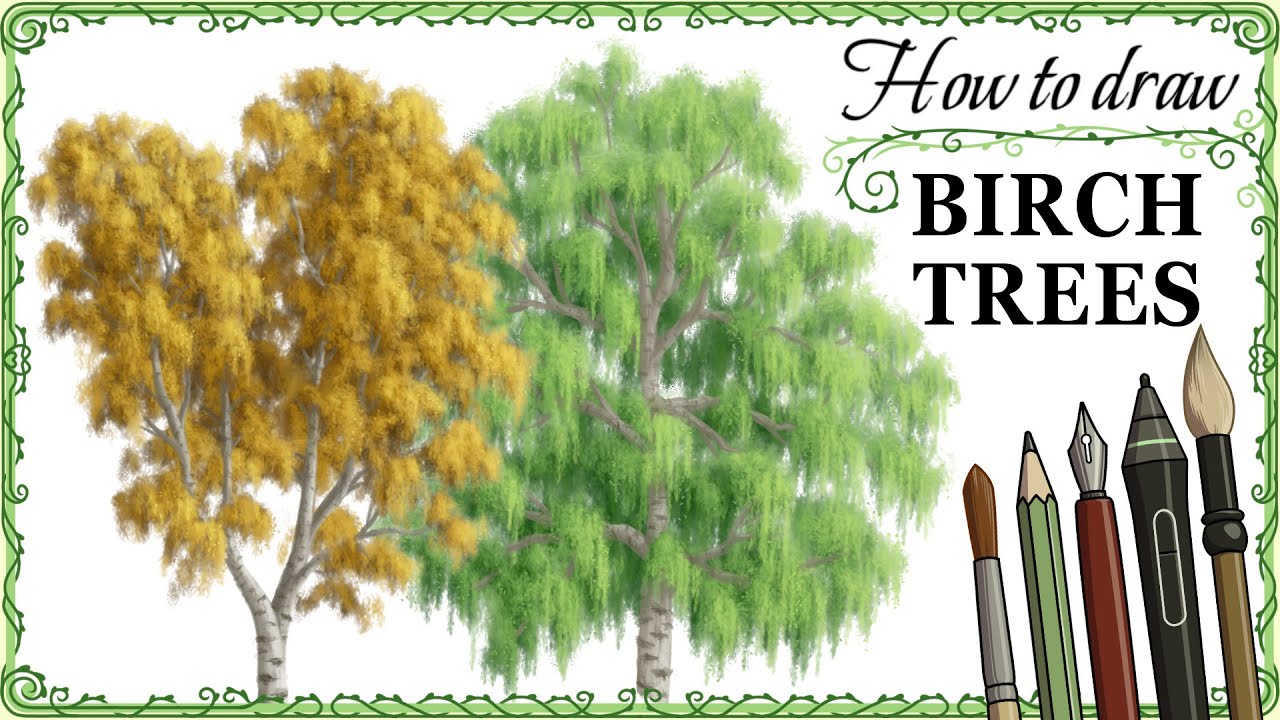 How to paint BIRCH TREES - Step by Step Art Tutorial
