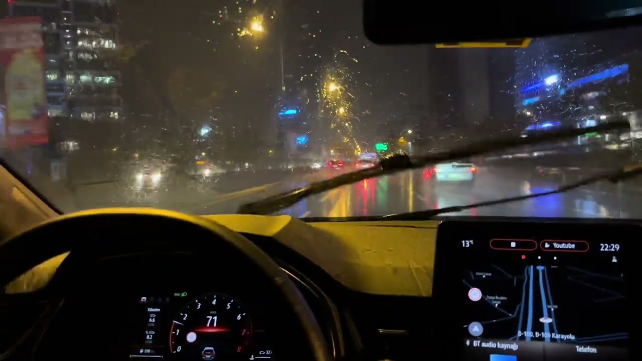 ASMR Driving In Heavy Rain At Night #27 No Talking - Istanbul Anatolian Side #asmr #driving