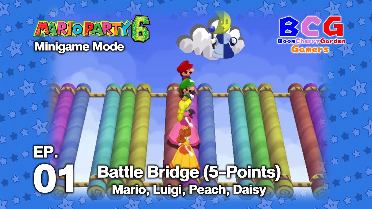 Mario Party 6 SS2 Minigame EP 01 - Battle Bridge - Mario, Luigi, Peach, Daisy