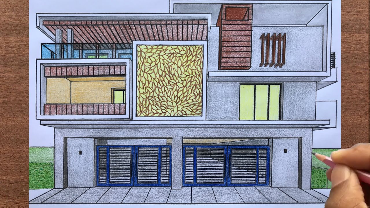 How to Draw a House in 1-Point Perspective Step by Step