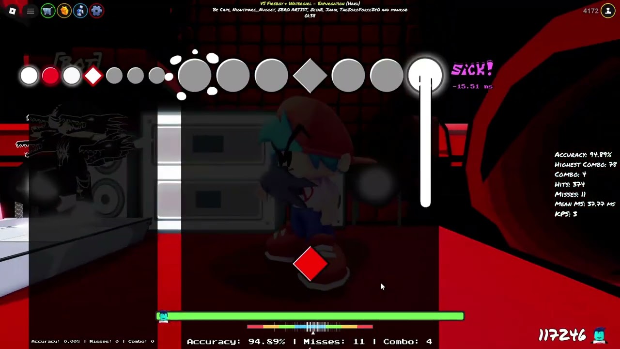 Funky friday roblox EXPURGATION ( 7 key ) Score 256449 | Accuracy 94,46% | Misses 28