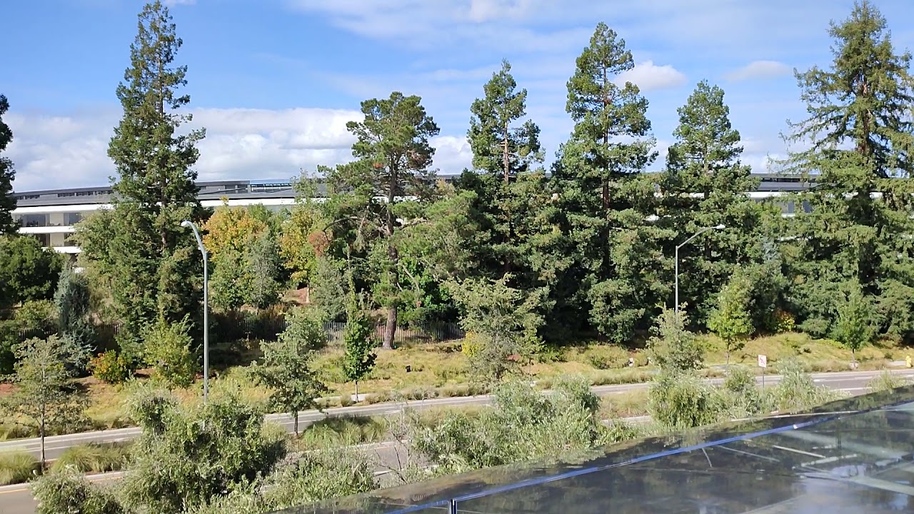 A view from top of Apple Park visitor center at Cupertino CA