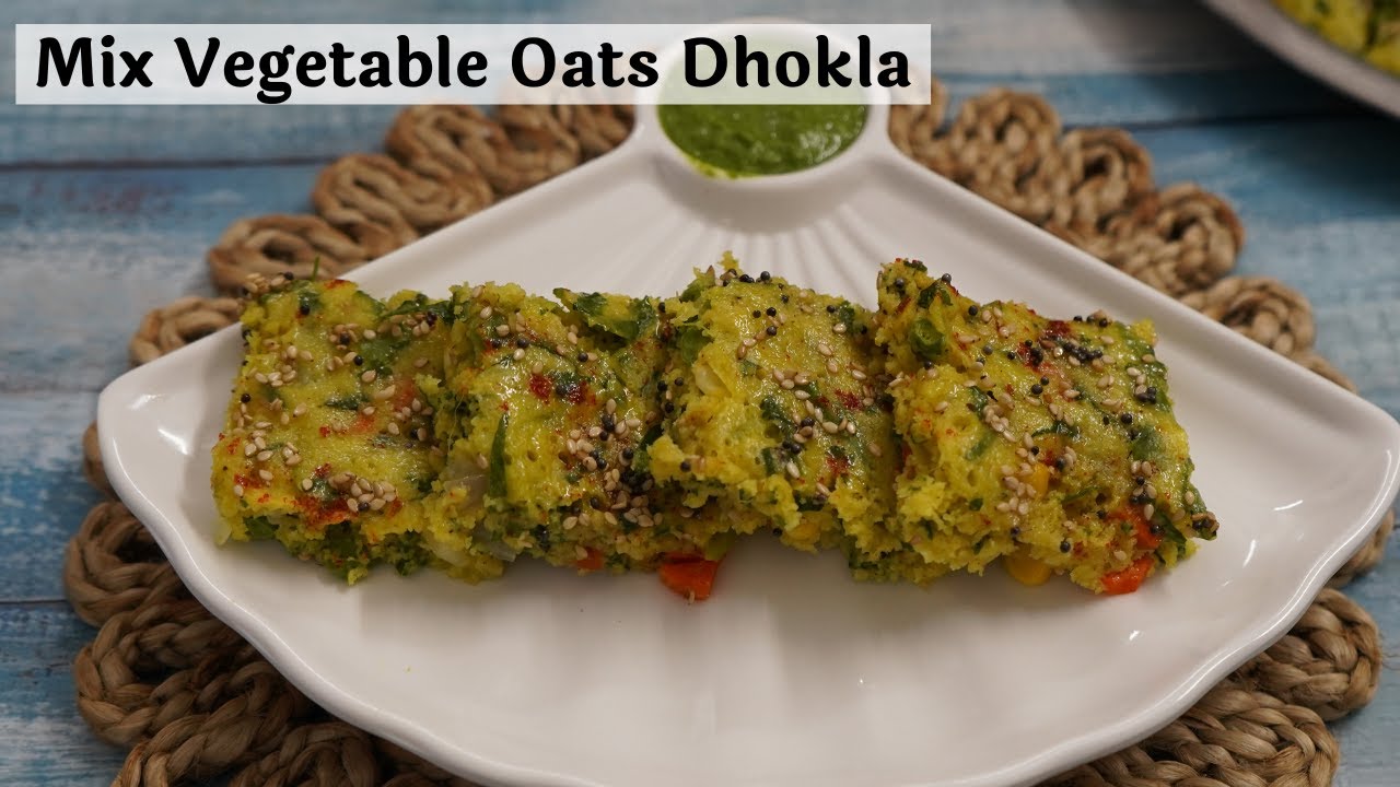 Instant Mix Vegetable Oats Dhokla | Healthy Oats Dhokla Recipe | Diet Dhokla Recipe