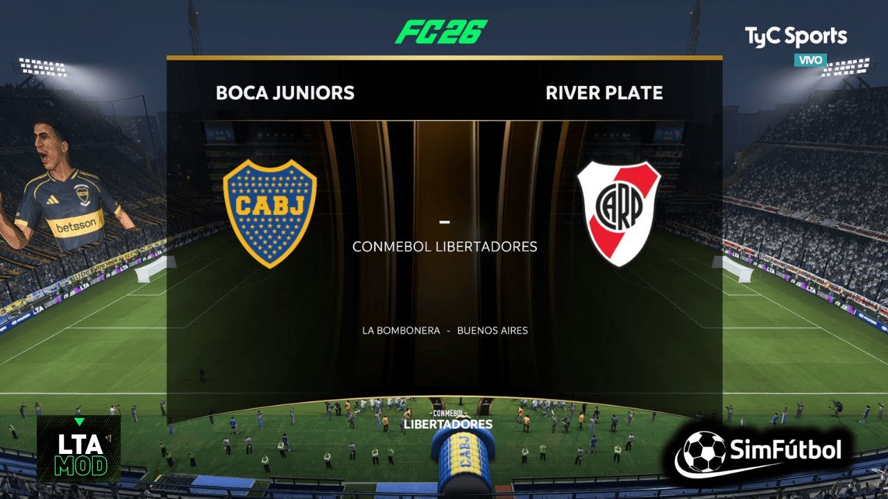BOCA JUNIORS vs RIVER PLATE – FINAL DE LIBERTADORES - LTA MOD FC26 EN PC | Simulación Completa