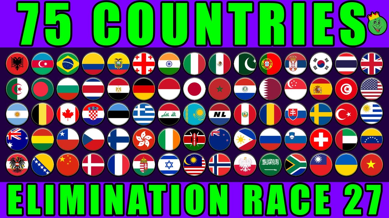 75 Countries Elimination Marble Race in Algodoo Ep. 27 \ Marble Race King