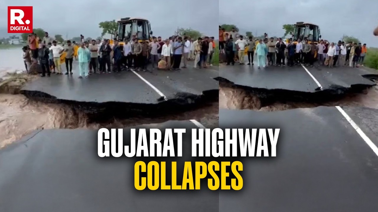 Monsoon Mayhem: Gujarat Authorities Close Amreli Highway After Section Collapses Due to Heavy Rain