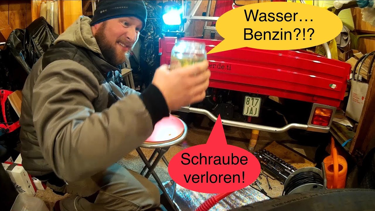 Ape 50 - Ist Alkohol die Lösung? - Schraube verloren, Vergaser lose! - Wasser im Benzin :(
