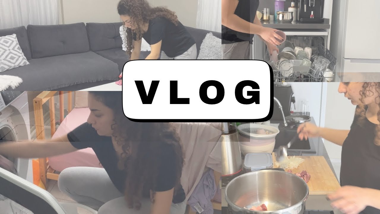 Vlog/Evde Rutin Bir Gün2/Yemek/Bulaşık/Çamaşır/Bitmeyen Döngümüz