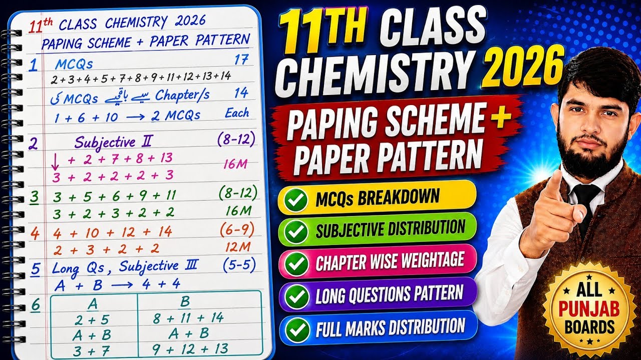11Th Class Chemistry Guess paper 2026 | 11Th class Chemistry Pairing Scheme 2026