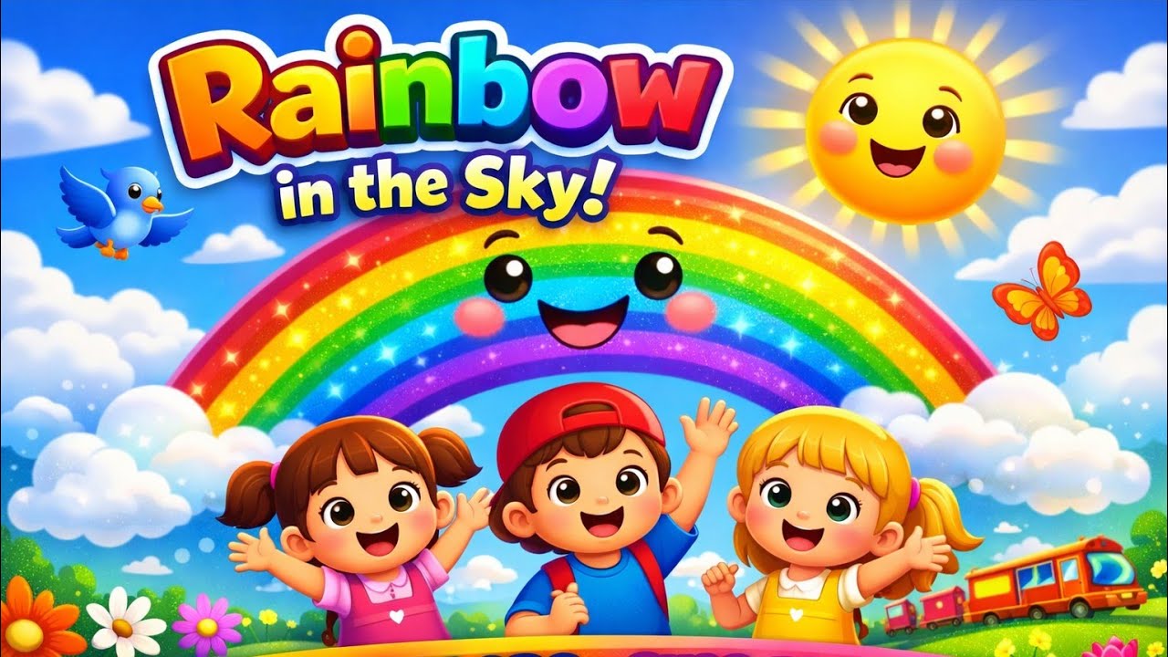Rainbow in the Sky 🌈 | Colorful Kids Rhyme | Learn Colors with Fun