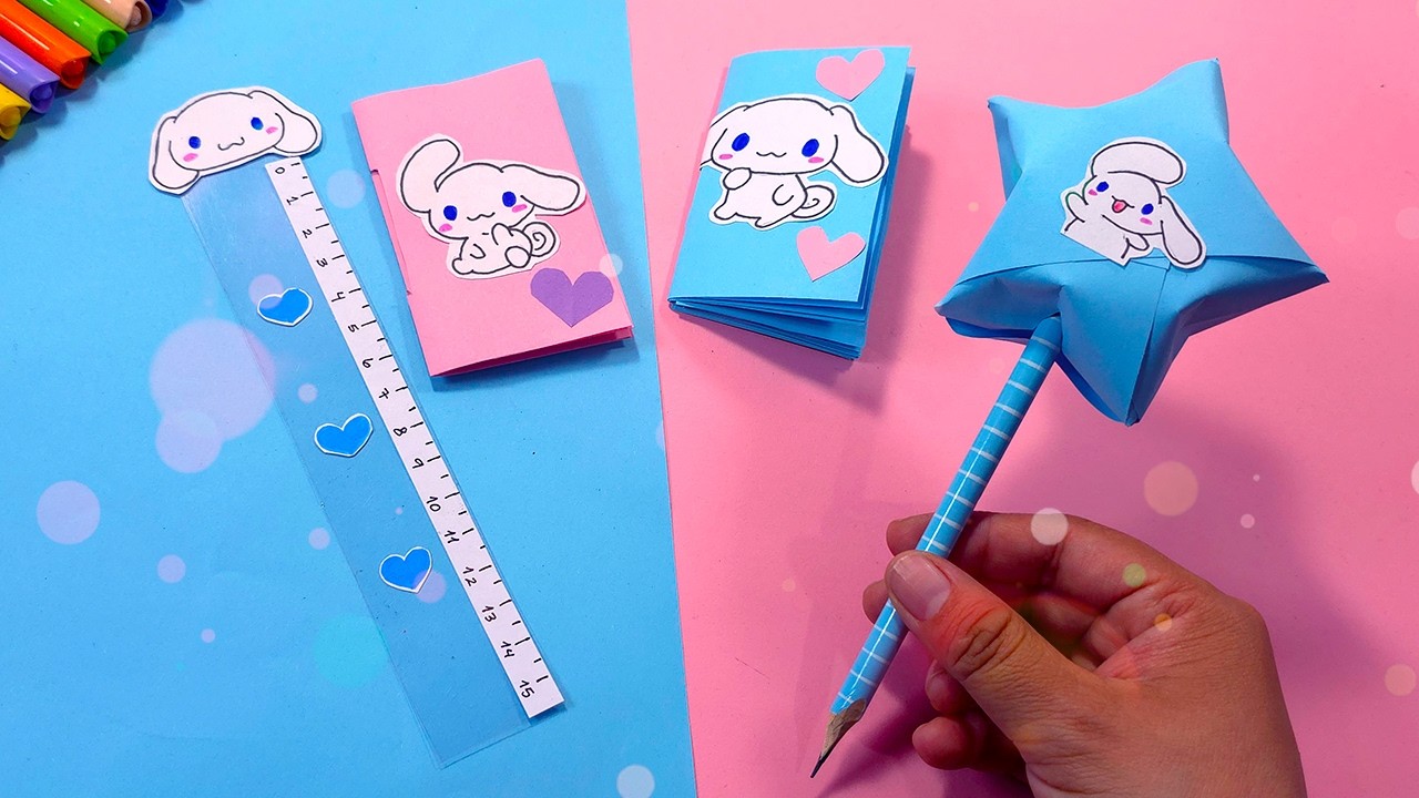ÚTILES ESCOLARES de CINNAMOROLL ✏️ | Manualidades kawaii paso a paso