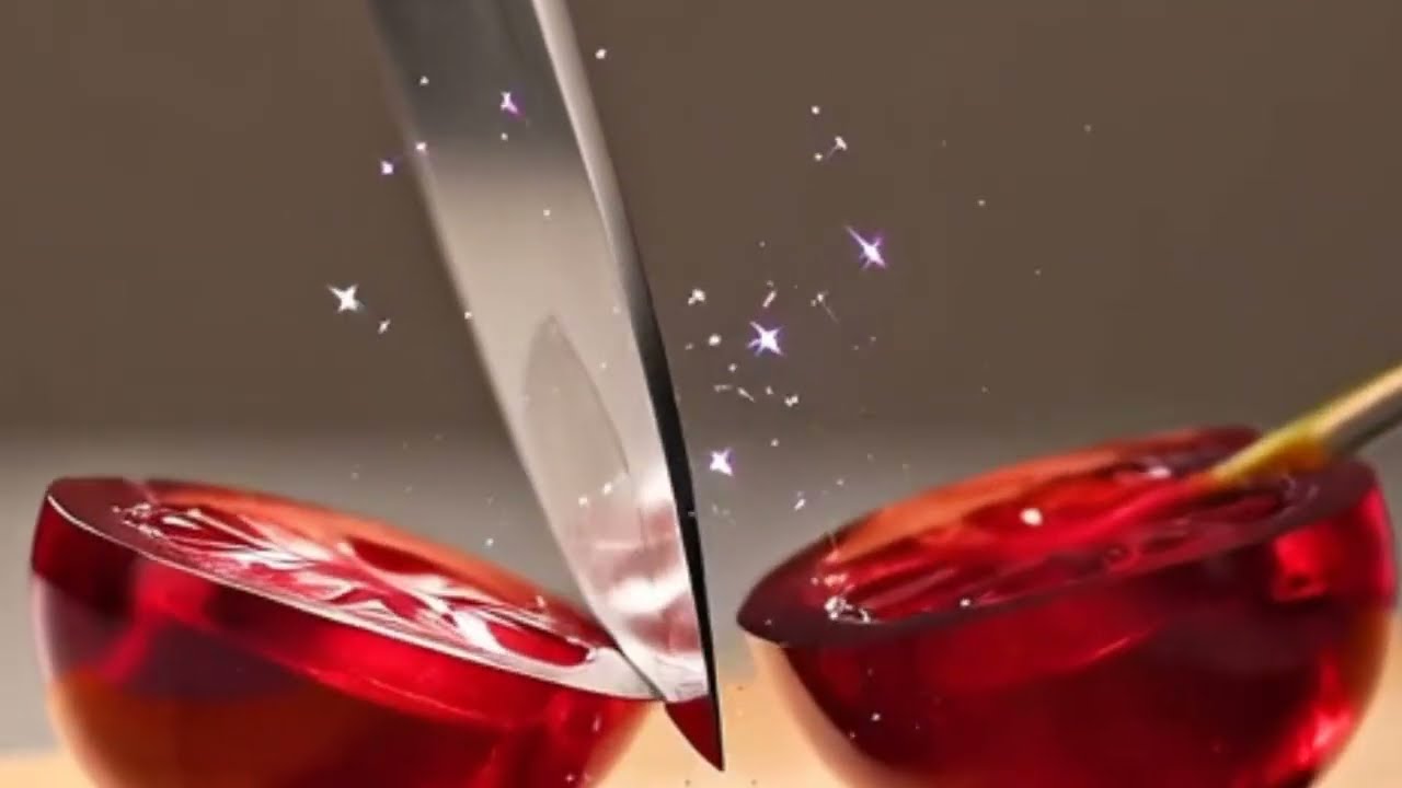 Cinematic glass fruit ASMR glass fruit cutting ..