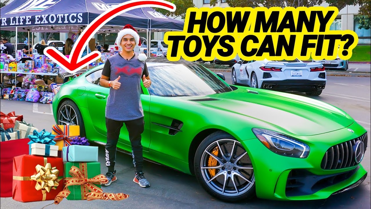 How Many Toys Fit Inside an AMG GTR? Supercar Holiday TOY DRIVE!