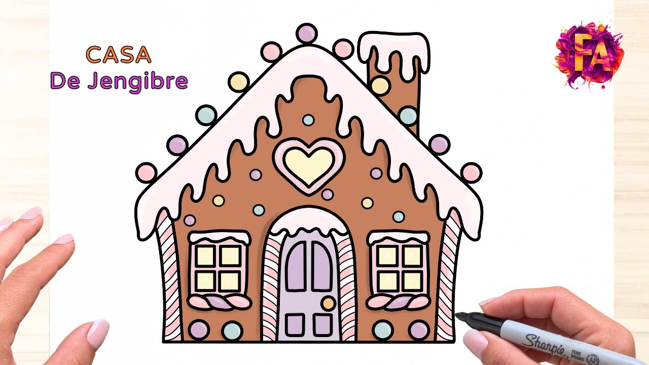 Como Dibujar una Casa de Jengibre 🎄 Tutorial de Dibujo
