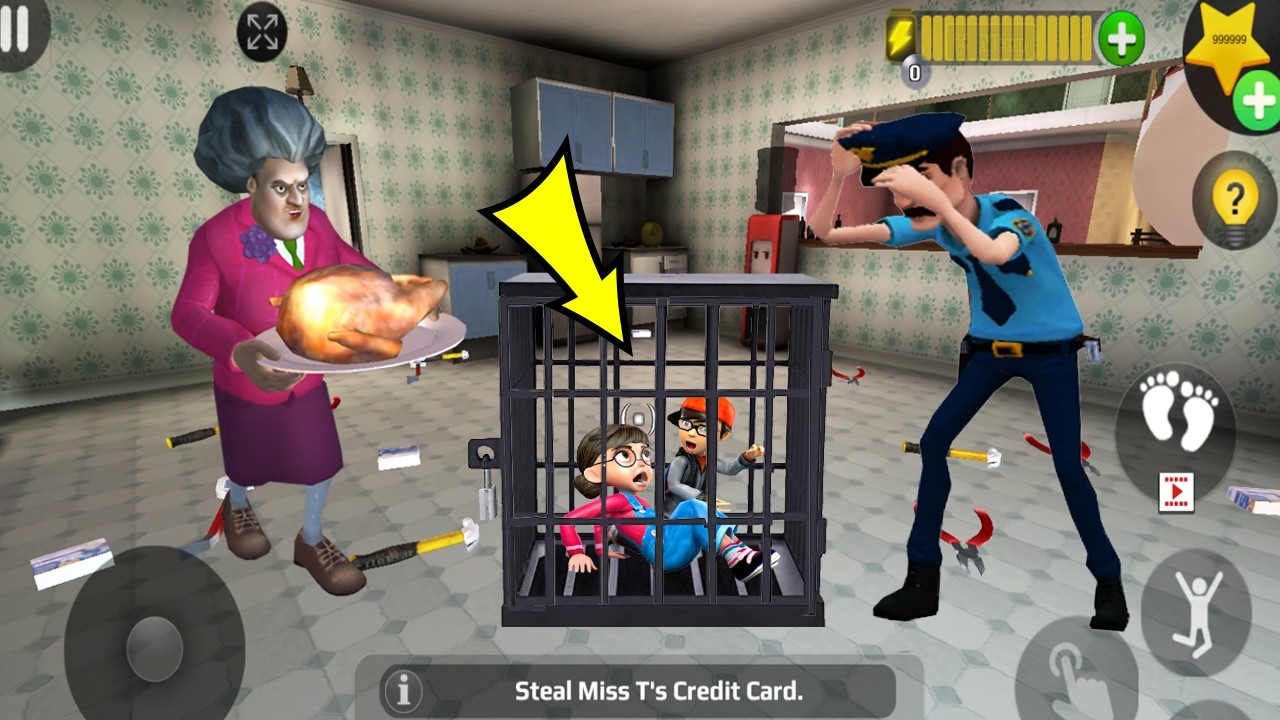 Scary Teacher 3D - New updater - troll Miss T fell face down so fun part 5579  #scaryteacher3d