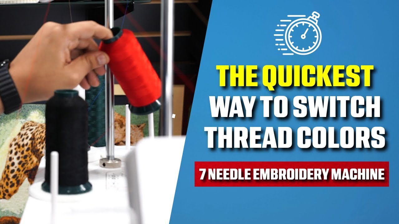 The Quickest Way to Switch Thread Colors + How to Thread the 7 Needle HappyJapan Embroidery Machine
