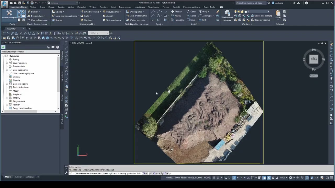 05.11 Kurs AutoCad Civil 3D - Powierzchnia z chmury punktów