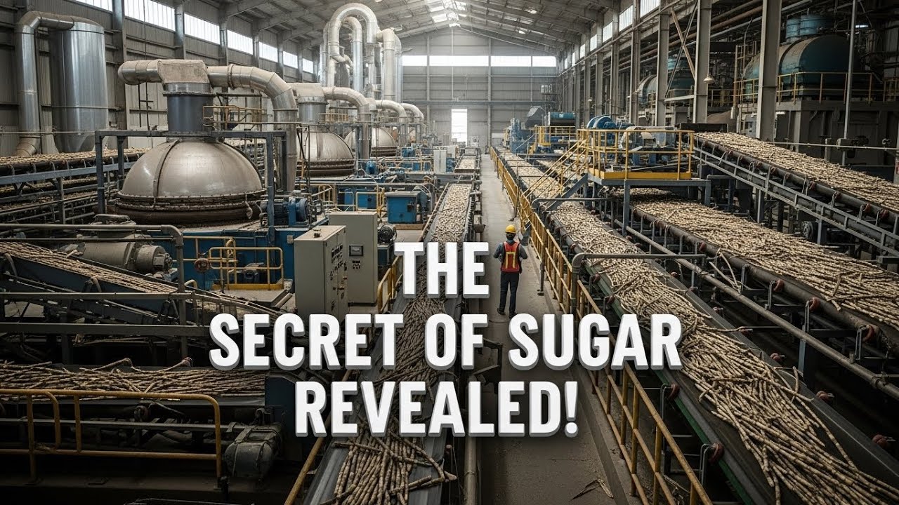 The Process of Making White Granulated Sugar in a Giant Factory From Raw Sugarcane to Refined Sugar