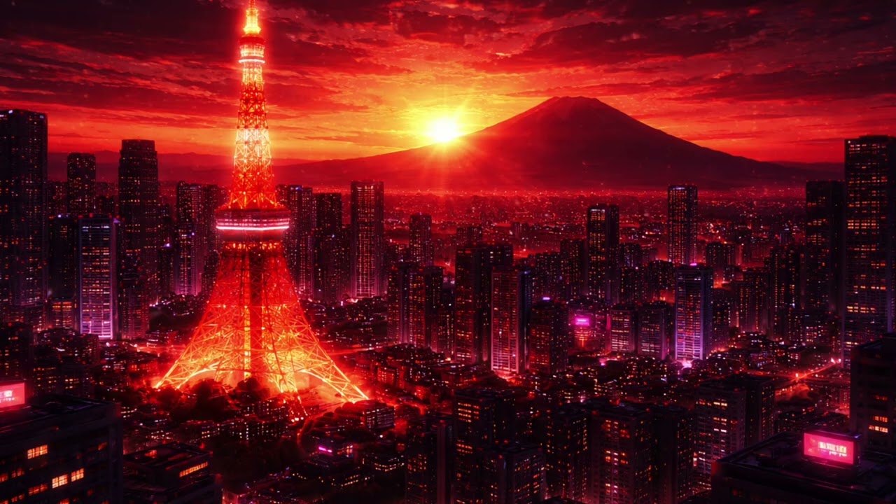 1 Hour Tokyo Sunset Skyline | Cyberpunk Ambient