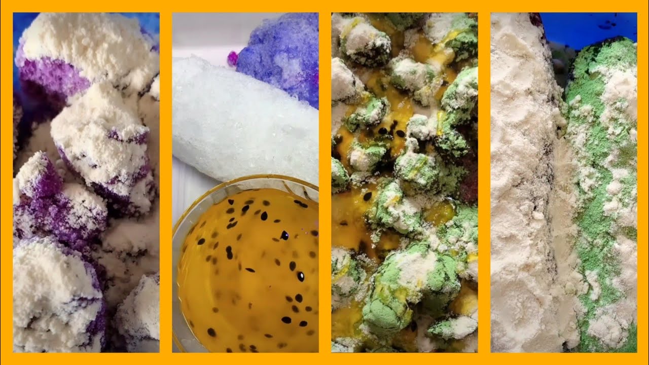 ASMR REFROZEN SHAVED ICE EATING WITH MATCHA | MILK POWDER | PASSION FRUIT | JEWELRY PIECES