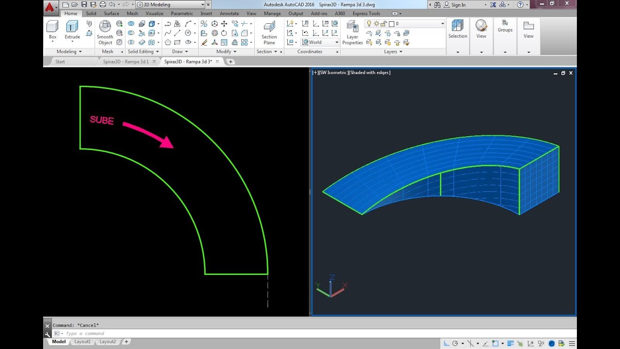 Rampa Curva 3d Autocad