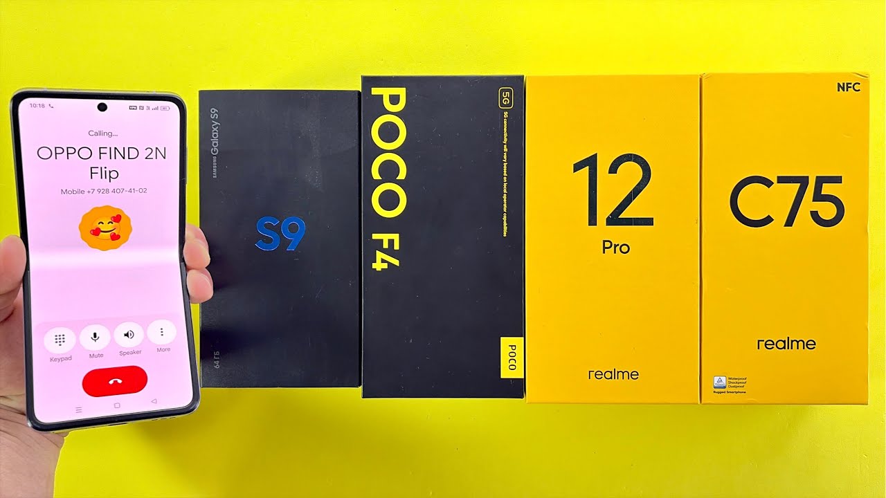 OPPO Find N2 Flip calling Samsung S9, POCO F4, Realme 12Pro, Realme C75 Incoming Call Unboxing 