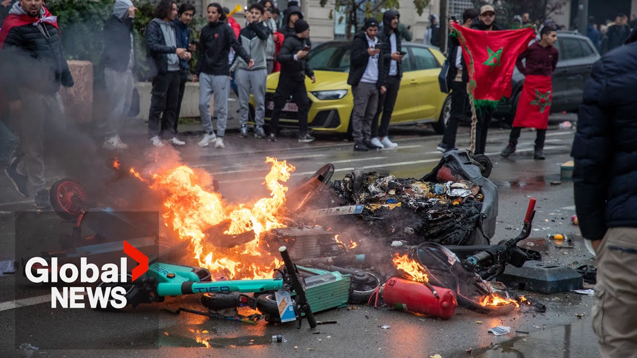 Riots break out in Brussels after Morocco's win against Belgium at World Cup