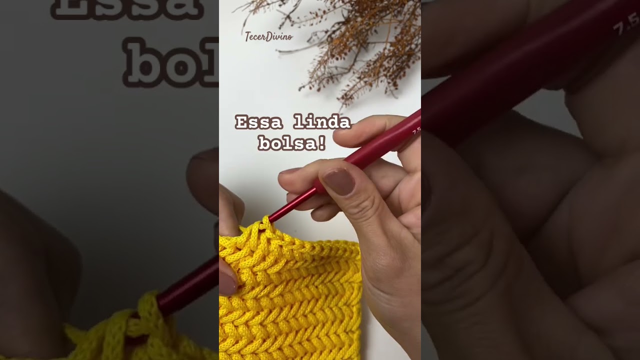 BOLSA DE CROCH&Ecirc; COM PONTO ESPINHA DE PEIXE #crochet #bolsadecroche  #croche #diy