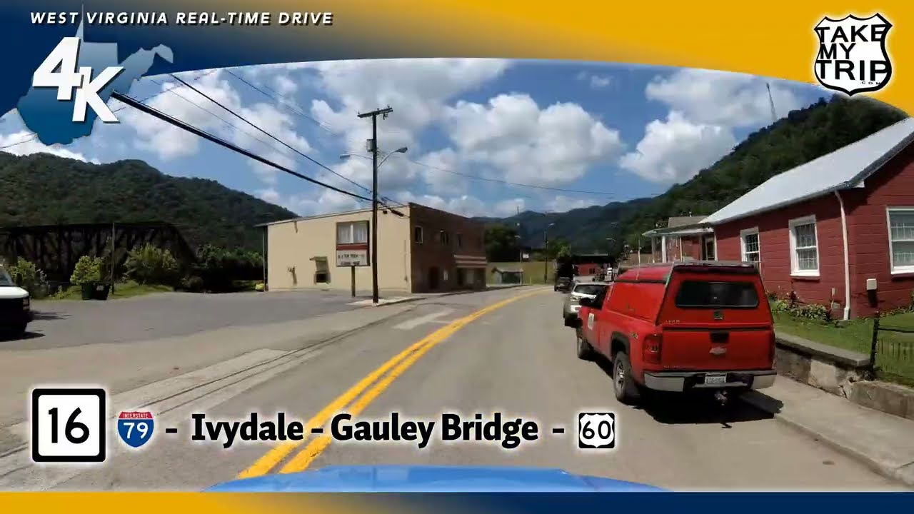 Driving through West Virginia! Route 16 & 39 - Ivydale, Clay, Gauley Bridge in 4K