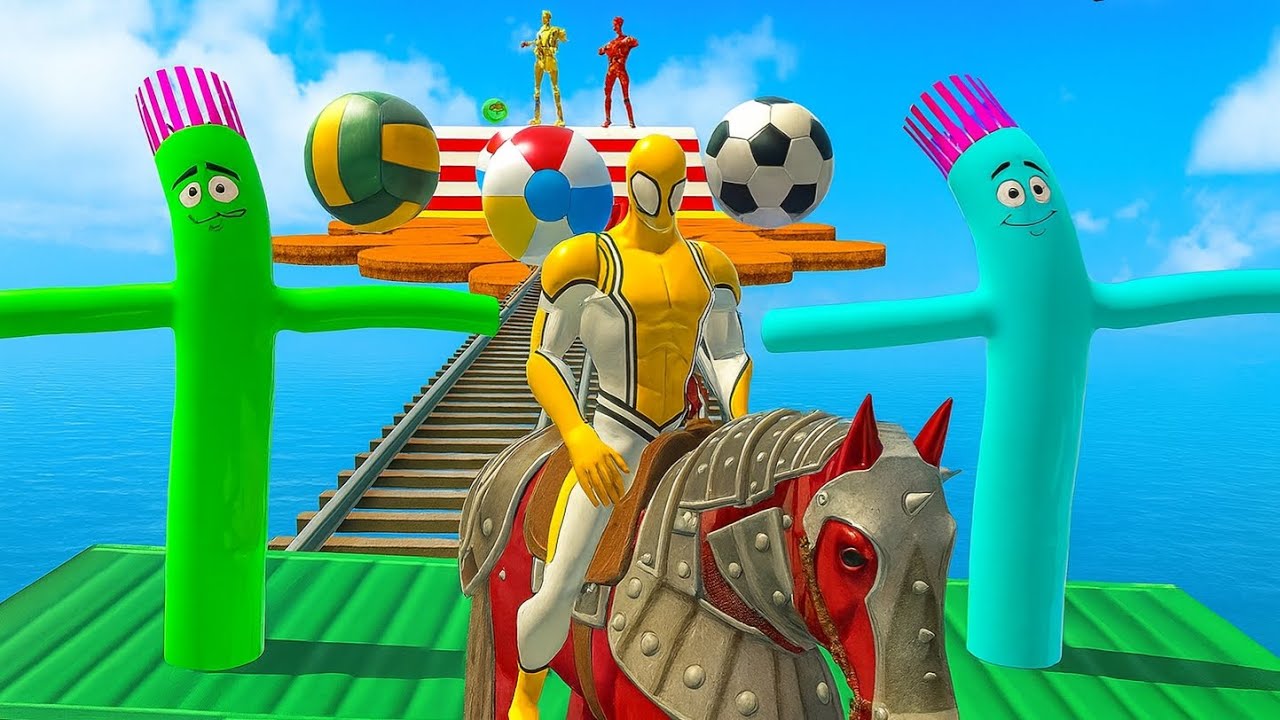 Spider-Man & horse race challenge in water Bridge  -GTA V